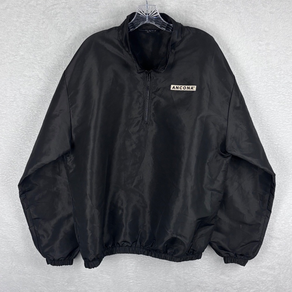Ancona Pullover Windbreaker Jacket Lightweight Quarter Zip Black Large